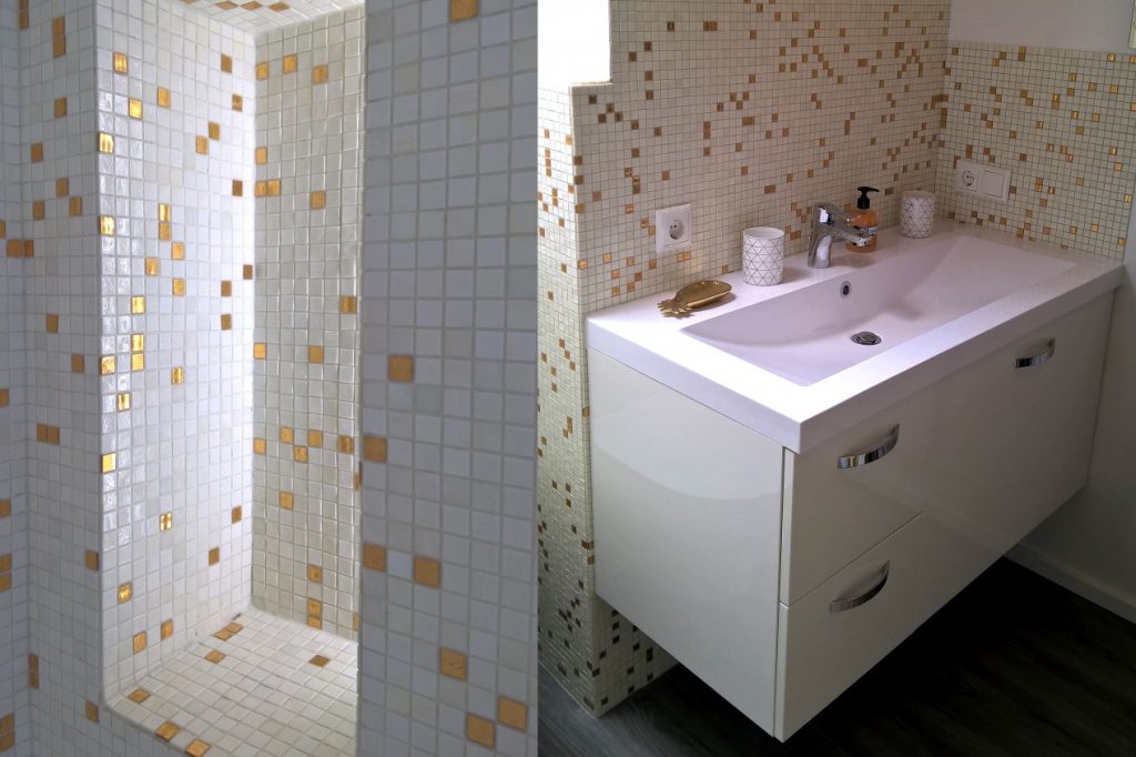 Mosaikfliesen-Design: Wandnische und Waschtisch